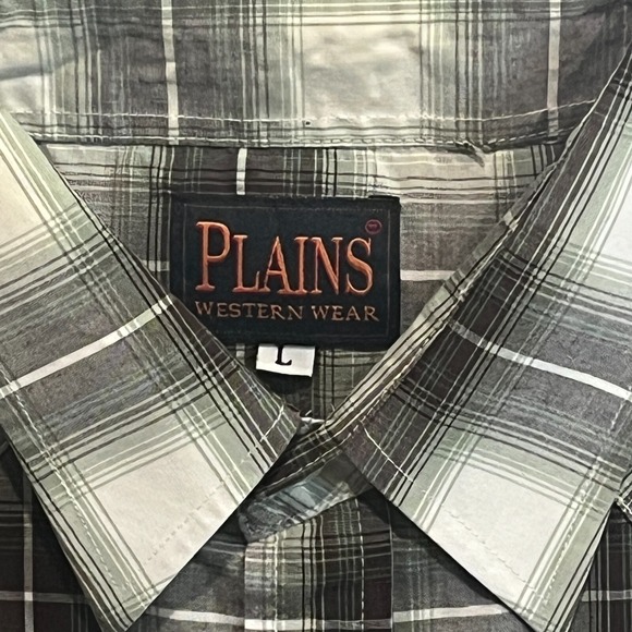 VTG PLAINS Country Western Ranch Lightweight Short Sleeve Cowboy Pearl Snap - L - Picture 3 of 6